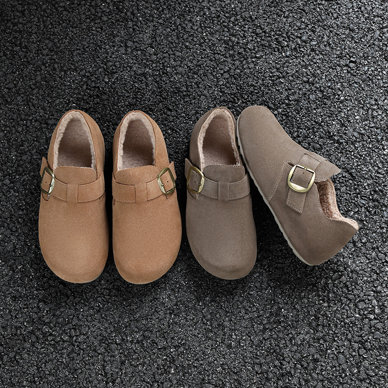 卡卡妮亚 时尚休闲鞋加厚加绒棉鞋真皮勃肯鞋女冬2025新款毛毛鞋