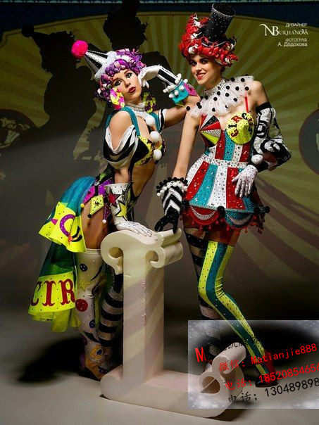 威尼斯小丑服游乐园商场彩色糖果女孩巡游演出服酒吧GOGO女DS服装