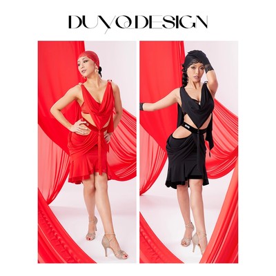 DUYQ成人拉丁舞蹈服人鱼姬半身裙国标女士专业表演服练功服套装女