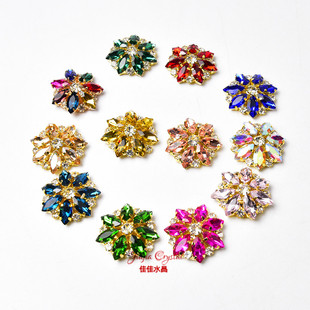 高档彩色2.7cm镂空镶嵌水钻马眼钻扣diy婚纱礼服包服装配件装饰扣