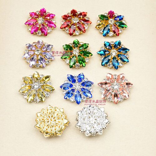 高档彩色镂空镶嵌水钻马眼钻扣