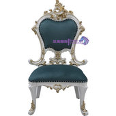 泛美国际家居高端古典法式 进口实木真丝布艺手工雕刻描金餐厅餐椅