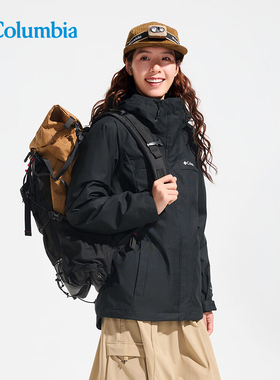 Columbia哥伦比亚女冲锋衣秋冬新款户外抓绒内胆三合一外套WR7686
