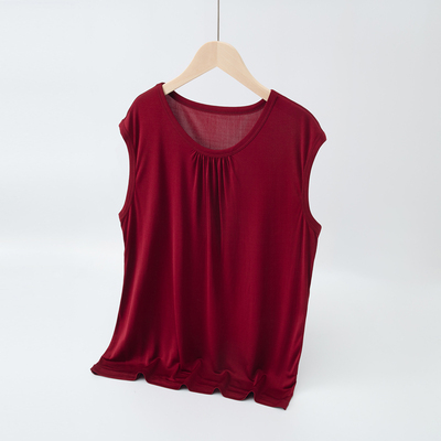 100%桑蚕丝女无袖圆领背心T恤