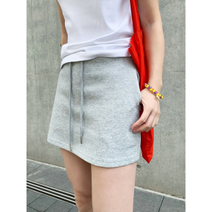 老米家 灰色包臀短裙半身裙女运动休闲风卫衣打底裙高腰显瘦裙子
