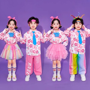 元旦儿童多巴胺啦啦队演出服童装衬衫小学生运动会服装班服合唱服