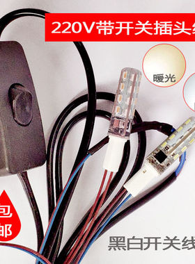 G4 led灯珠简易灯线带灯泡插电灯220V DIY台灯开关线手工夜灯光源