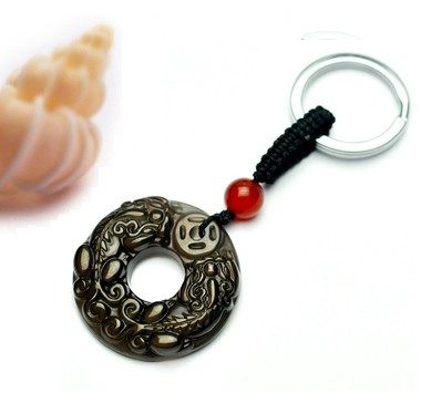 天然黑耀石钥匙扣挂件包挂环