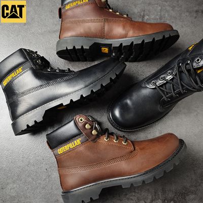 CAT卡特撤柜男鞋户外休闲牛皮男女款马丁靴防滑橡胶底p110425微瑕