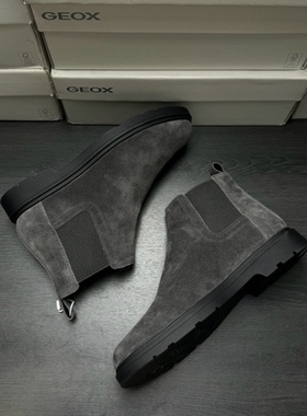 GEOX男士休闲反绒皮切尔西靴，蓝气球鞋底U36D1C C9371