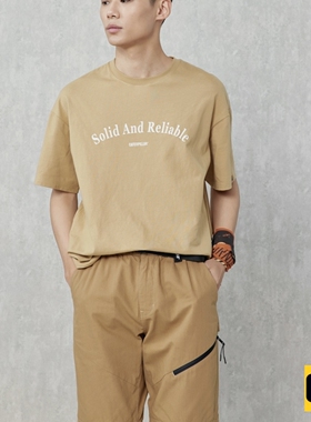 CAT卡特专柜撤柜 男士夏季落肩款舒适圆领短袖T恤CL1TSS15141C12