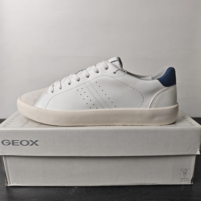 43码 GEOX健乐士白色经典男士平底鞋透气休闲鞋U45BUA