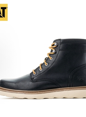 CAT卡特头层牛皮黑色系带经典男工装靴复古 专柜同款p721957微瑕