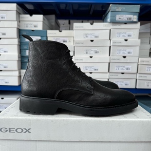 U16DRC C9999 黑色牛皮系带靴子 GEOX专柜撤柜男士