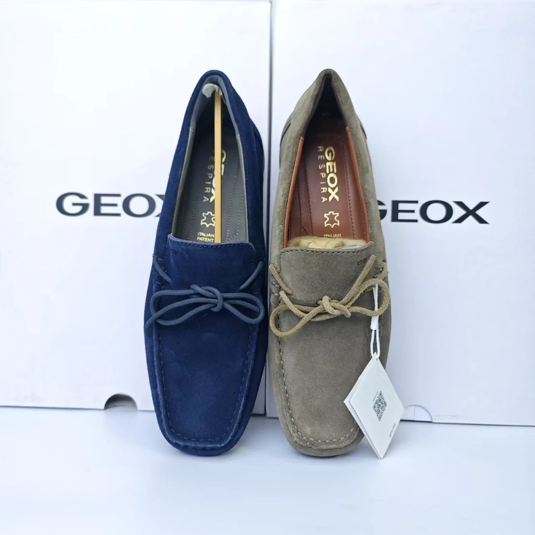 39/40码 GEOX杰欧适会呼吸的鞋男士牛皮革休闲鞋U3507D/C4002
