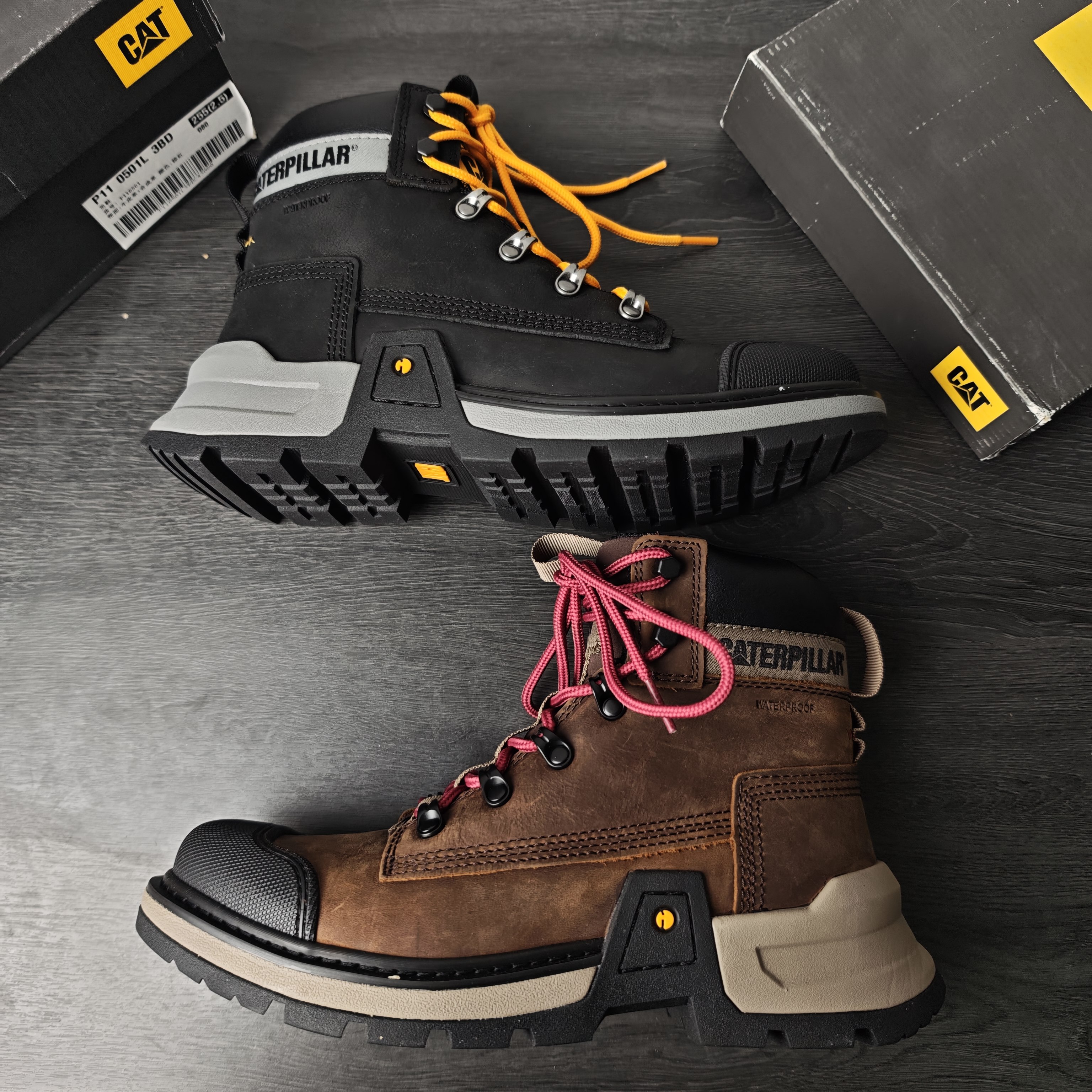 CAT卡特男士防水 城市机能 牛皮防滑 短筒户外靴P725824 P725822