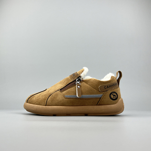 外贸大码加绒保暖冬季男复古雪地鞋一脚蹬抗寒东北棉鞋百搭勃肯鞋