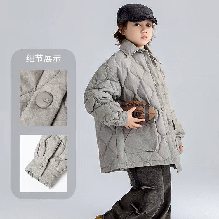 冬季新品 亲子童装2024秋冬季男女童新款衬衫轻棉服麦兜妈家