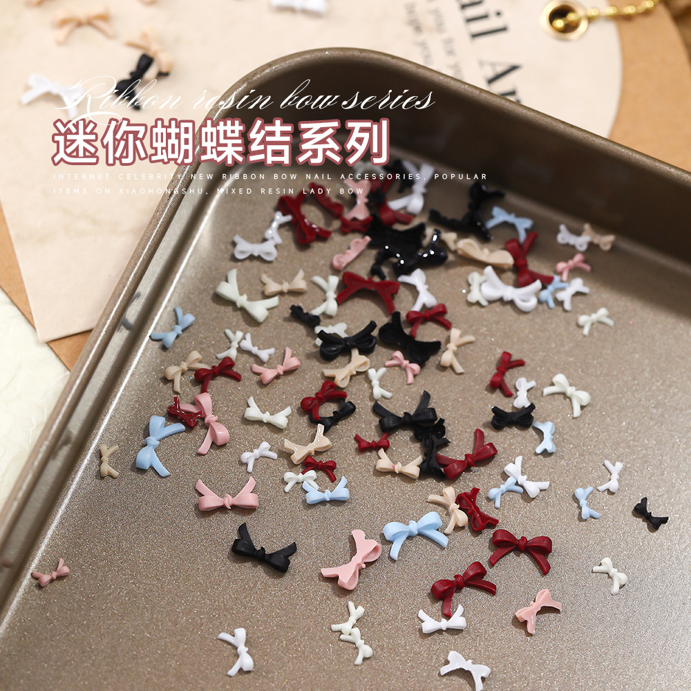 网红爆款迷你蝴蝶结美甲饰品
