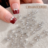 网红新款 迷你锆石蝴蝶结爱心领结美甲饰品超闪小号锆石钻指甲装 饰