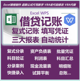 财务会计excel记账做账表格凭证自动生成报表软件资产负债现金流