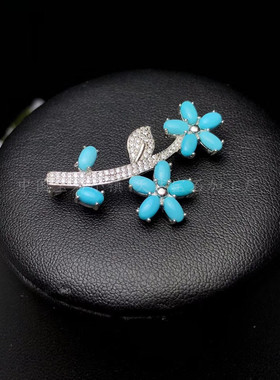 纯银胸针翡翠蛋面轻奢空托