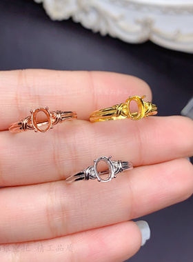 女银饰品轻奢时尚简单爪镶戒托