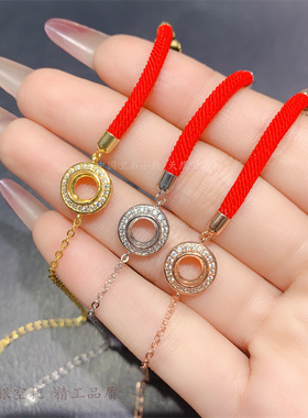 女s925纯银红绳手链生肖好运包镶