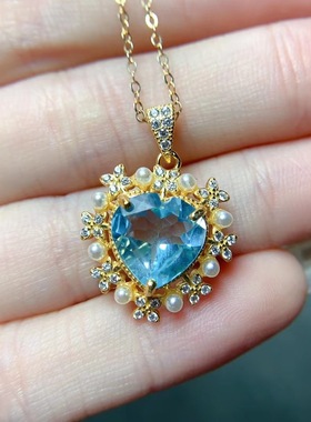 女银爱心形戒指吊坠珍珠贝珠