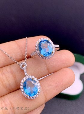 椭圆形重工银饰品戒指吊坠