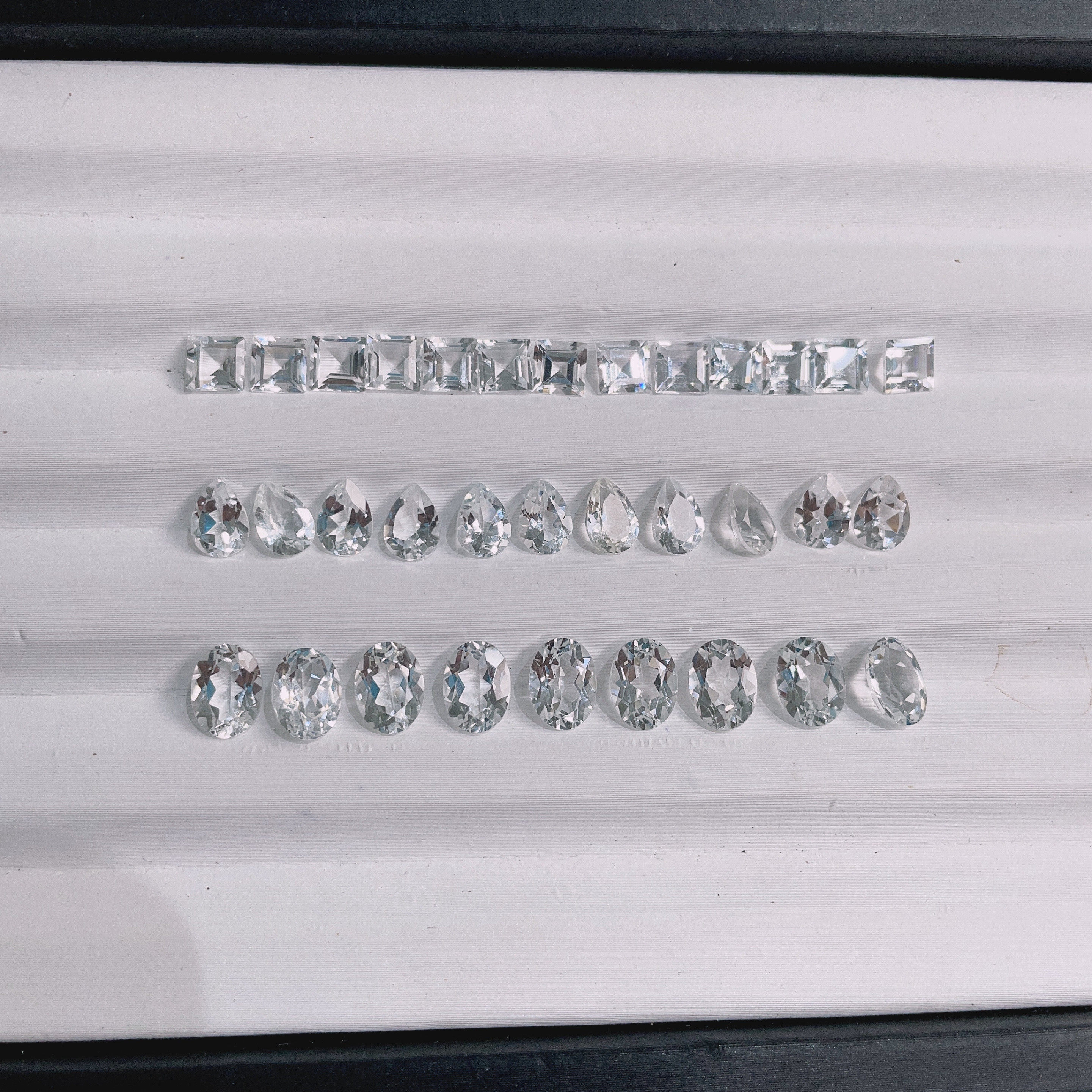 天然白色托帕石裸石戒面 全净温柔白月光椭圆 水滴 正方 圆形心形