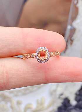 椭圆形小众戒指空托s925纯银气质