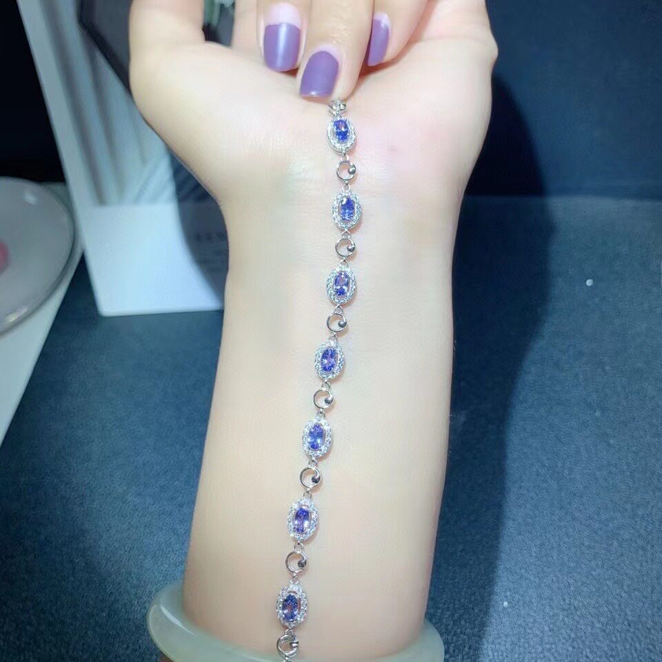 s925纯银手链空托 椭圆形3*5mm精工 厚重银版 多粒未镶钳空托子