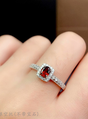 纯银戒指空托椭圆形气质裸石