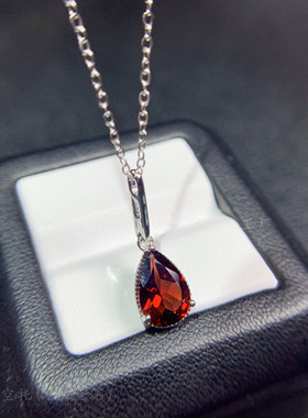 吊坠空托水滴形红色石榴石小众