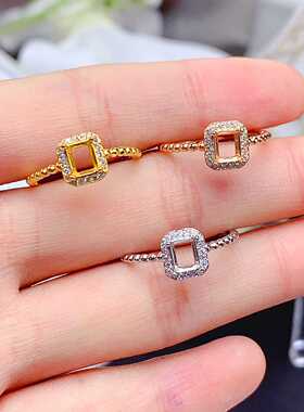 镀18K白金围钻s925纯银时尚