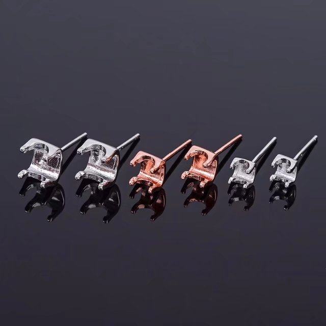 圆形6*6mm克拉简单风四爪耳钉