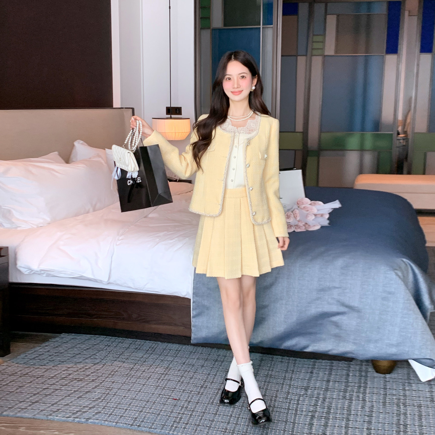 ATAR小香风时尚短款编织呢外套百褶裙两件套女春秋季新款减龄套装,女装/女士精品,时尚套装,淘宝优惠券,粉丝福利购,淘宝优惠卷