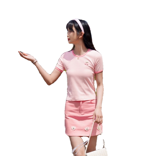 ATAR成套搭配女装夏季减龄学院风短袖T恤半身裙活泼俏皮两件套装
