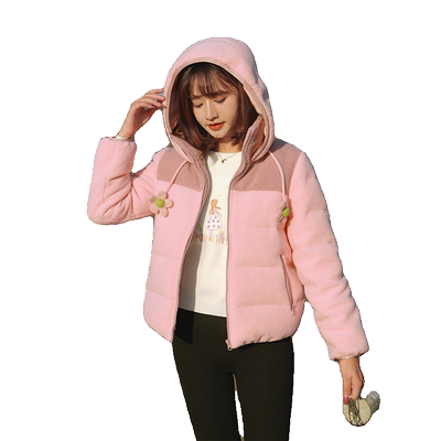 ATAR休闲拼接羊羔毛白鸭绒羽绒服