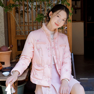 ATAR新中式羽绒服女2025冬装新款甜美减龄貂毛显瘦白鸭绒外套上衣