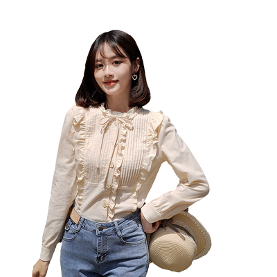 气质通勤OL荷叶边长袖衬衫