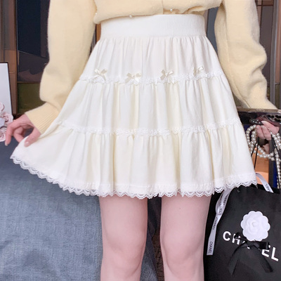 秋装女休闲蝴蝶结针织半身短裙子