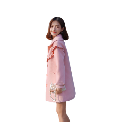 ATAR淑女毛呢外套女2025年冬季新款时尚名媛气质爱心呢料中长大衣