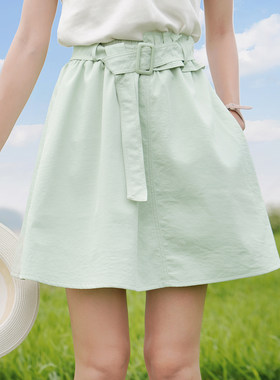 夏日小清新松紧腰半身裙短裙子