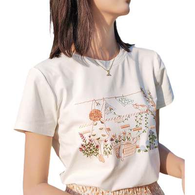 ATAR夏季新品故事情节绣花短袖