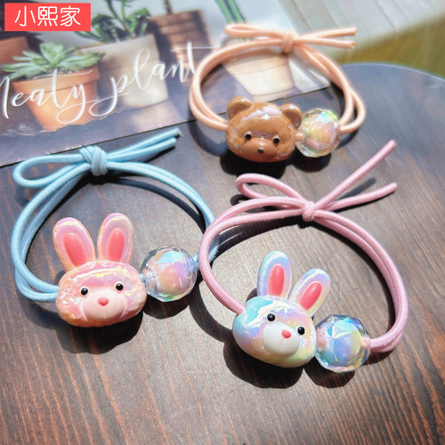 弹力好炫彩小兔子皮筋丸子头马尾