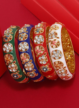 老北京双层镂空珐琅工艺景泰蓝时尚复古手饰旗袍手链工厂