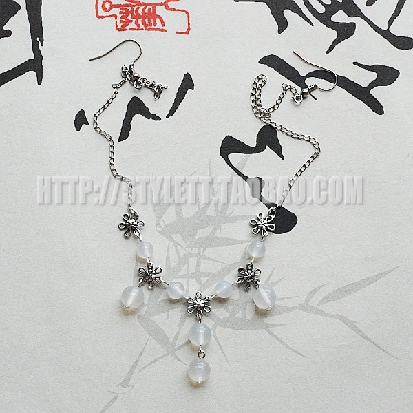 手工发簪子发插梳新娘发饰古装汉服配饰项链天然玛瑙眉心坠额饰