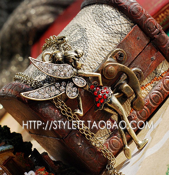 欧美小仙子复古镶钻长款毛衣链